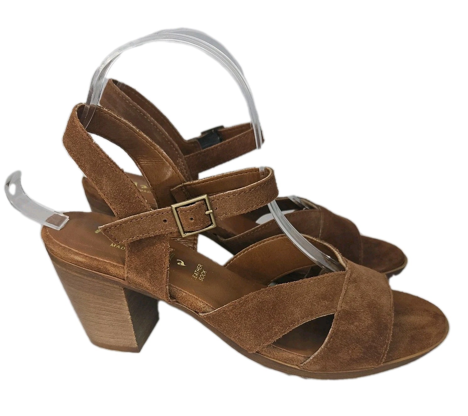 Mariella Made in Italy Brown Suede Leather Block Heel, Size 9