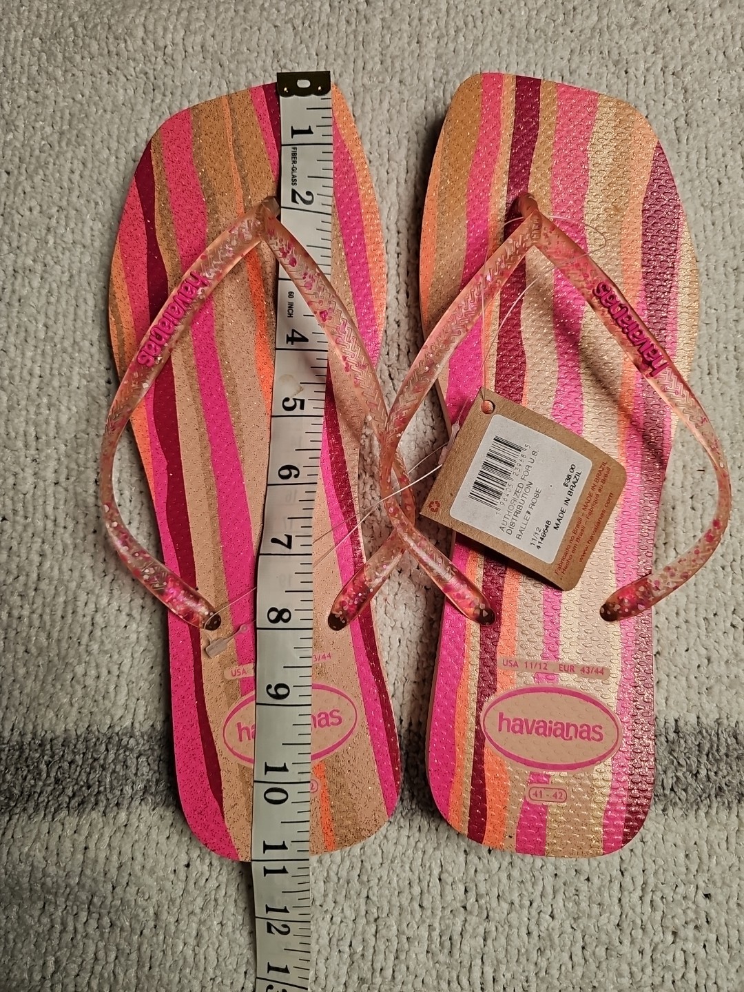 HAVAIANAS Printed Rubber Flip-Flops for Women/Men USA 11/12 (EUR 43/44) RARE