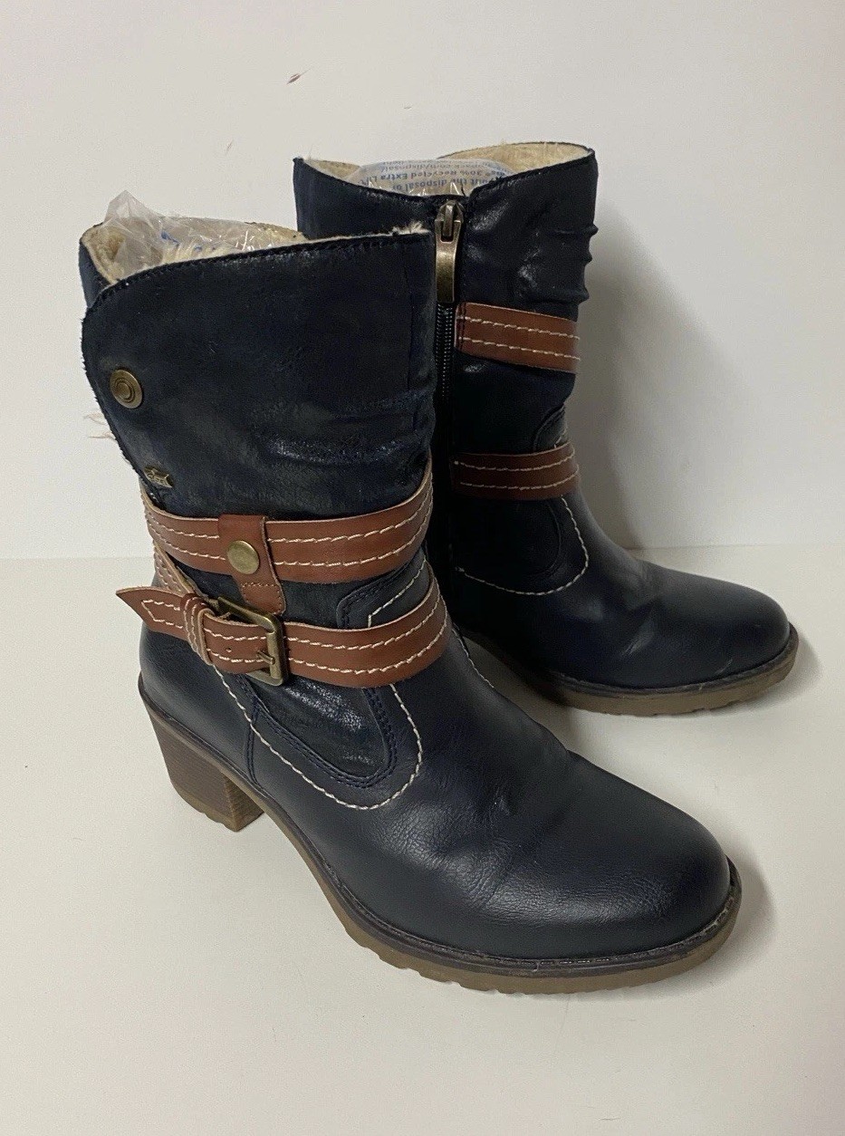Spring Step Boisa Water Resistant Women Navy Bootie Faux Fur Boots Size 37
