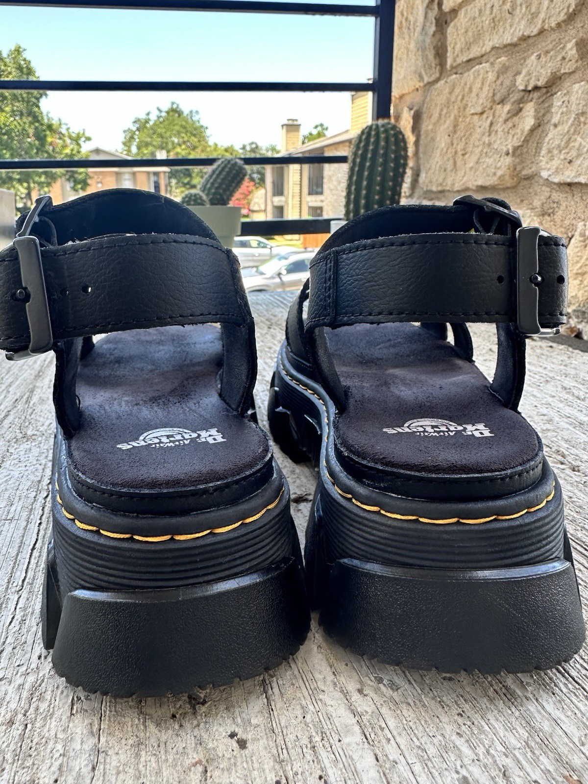 Dr. Martens Mattison 2 Strap Platform Sandals Black Leather Women’s Used
