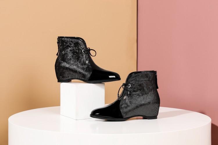 Womens Fashion Elegant Sequin Hidden Wedge Heel Back Zip Party Ankle Boots Shoes