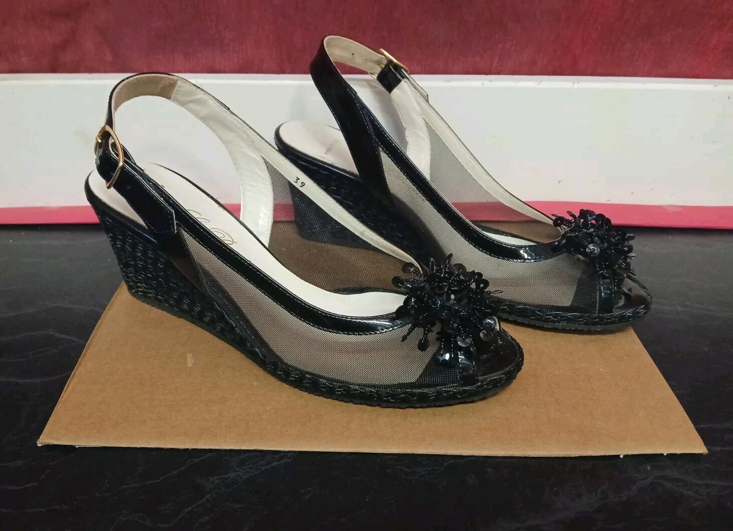 Made in ITALY La Badia Firenze Womens Shoes 39 Wedge Heels Metallic Sequence