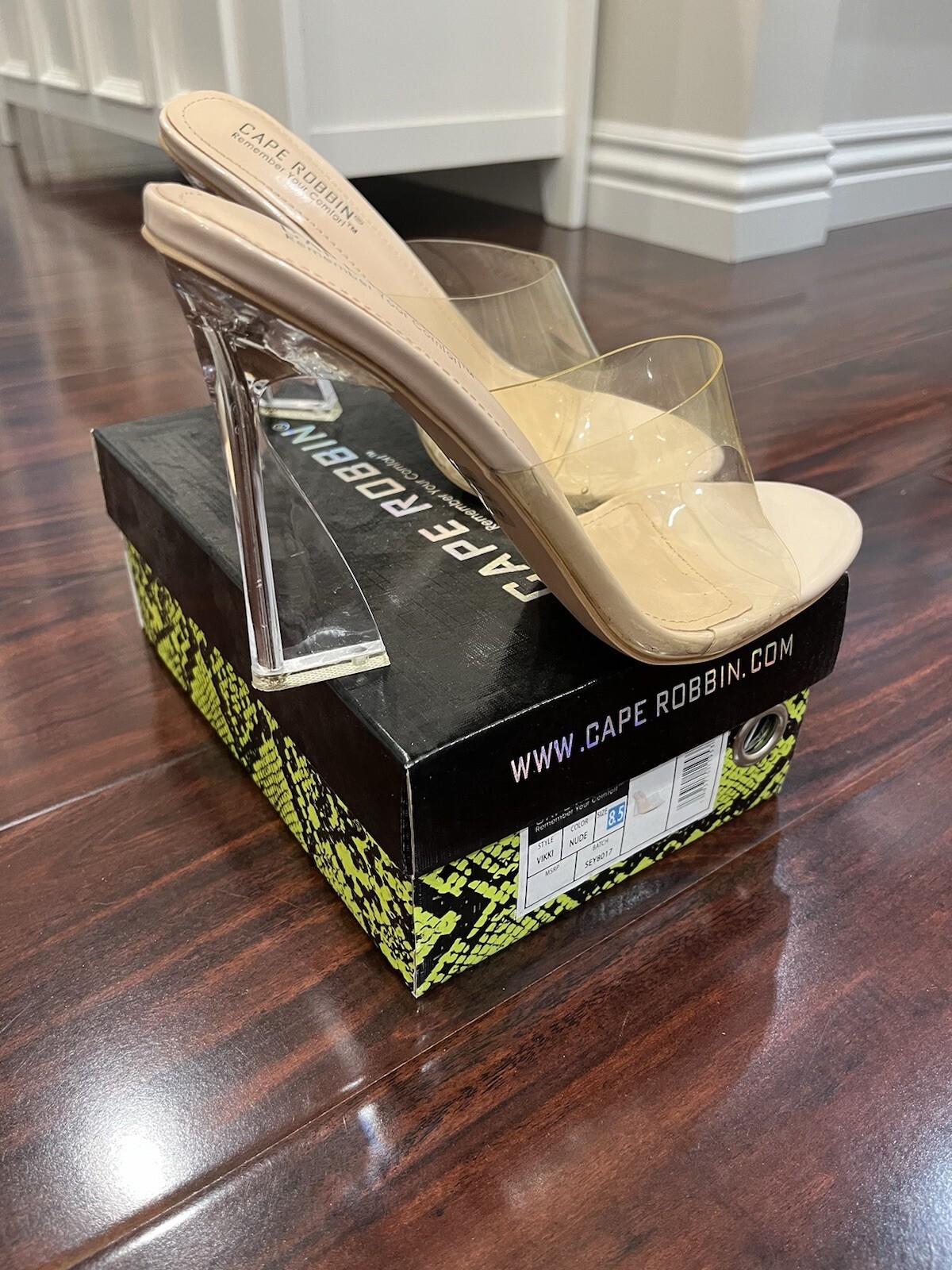 Cape Robbin Vikki nude clear vinyl heels mules 8.5