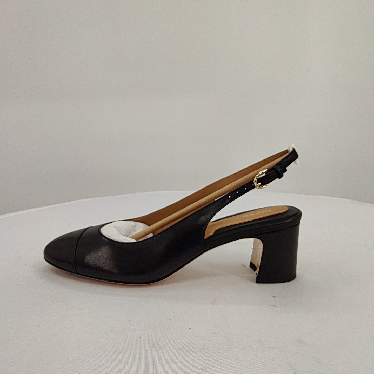 Quince Women Italian Leather 65Mm Cap Toe Slingback Black Shoes 8.5