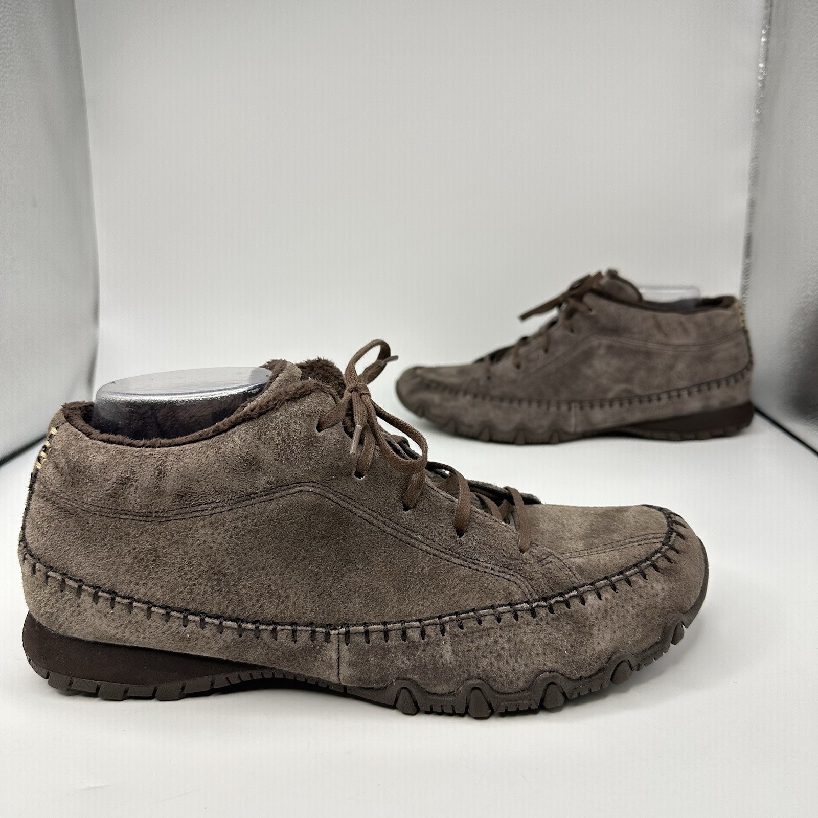 Skechers Bikers Totem Pole Women 11 Brown Suede Faux Fur Chukka Boot 49013