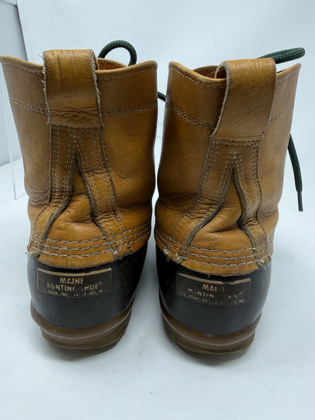 VTG LL Bean Boots Maine Hunting Shoe 9” High Brown Women Size 9 As Is