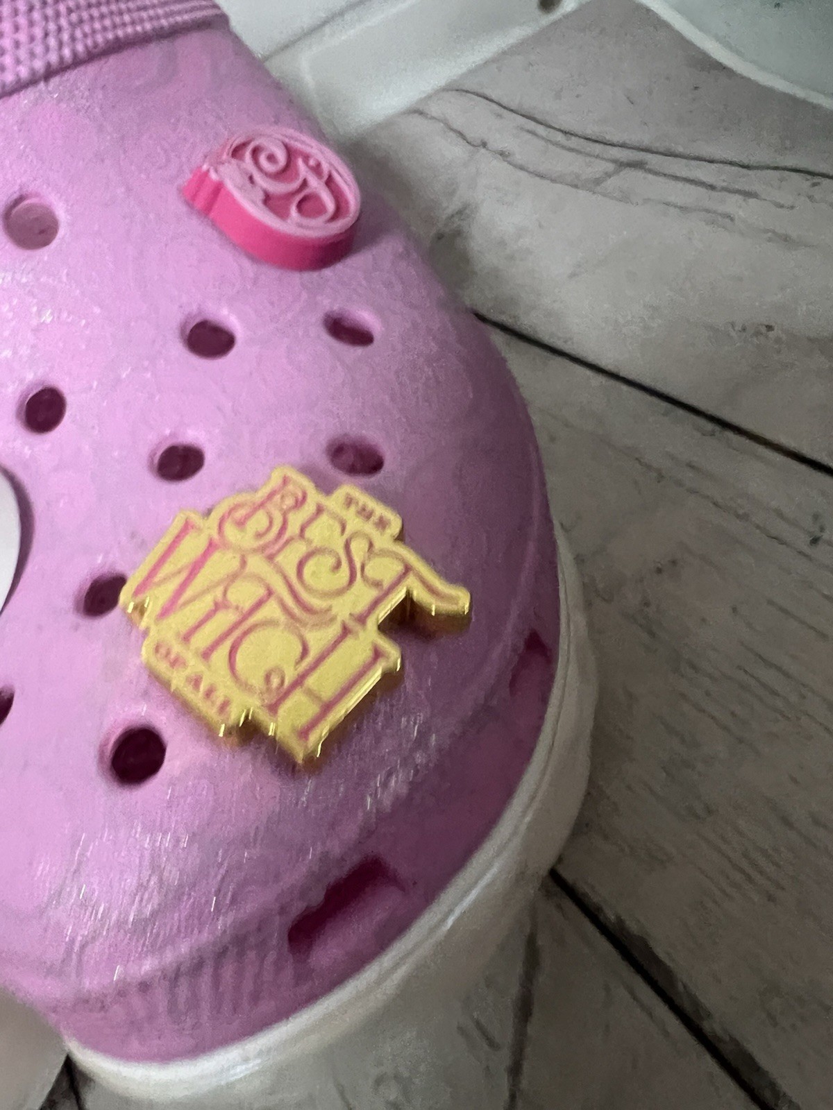 CROCS Wicked Glinda Siren Clog Pink Jibbitz Women’s Size 8 Platform Heel