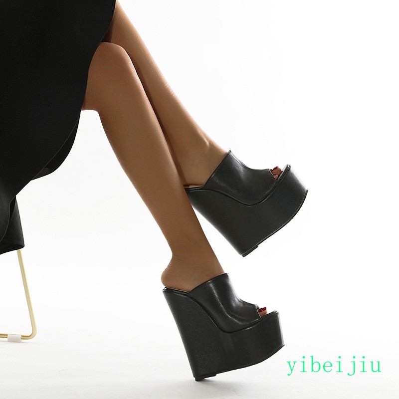 Women’s Super High Wedge Heels Platform Mules Slides Sandals Slippers Thick Sole