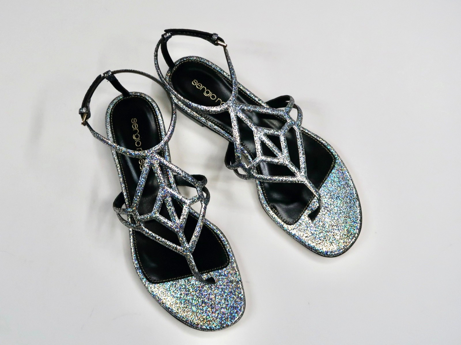$650 SERGIO ROSSI Scarpe Donna Glitter Flat Women’s Sandal US 6 IT 36 Italy NEW