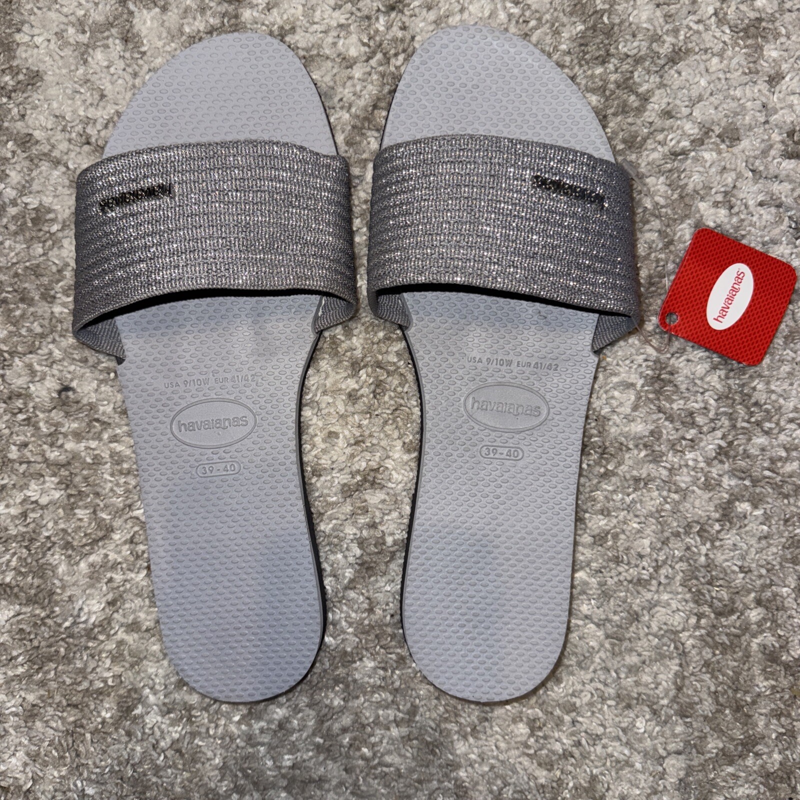 Havaianas Ice Gray Women’s Flip Flops Size USA 9/10 NEW Slides Silver