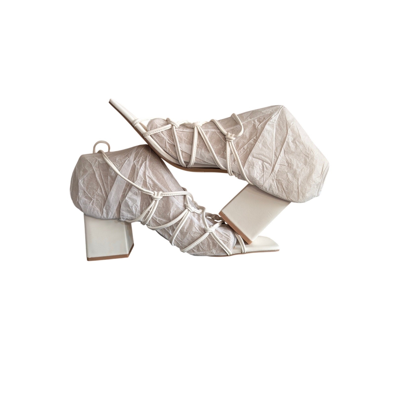 Faryl By Farylrobin Zayne Womens 12 White Block Heel Square Toe Strap Closure