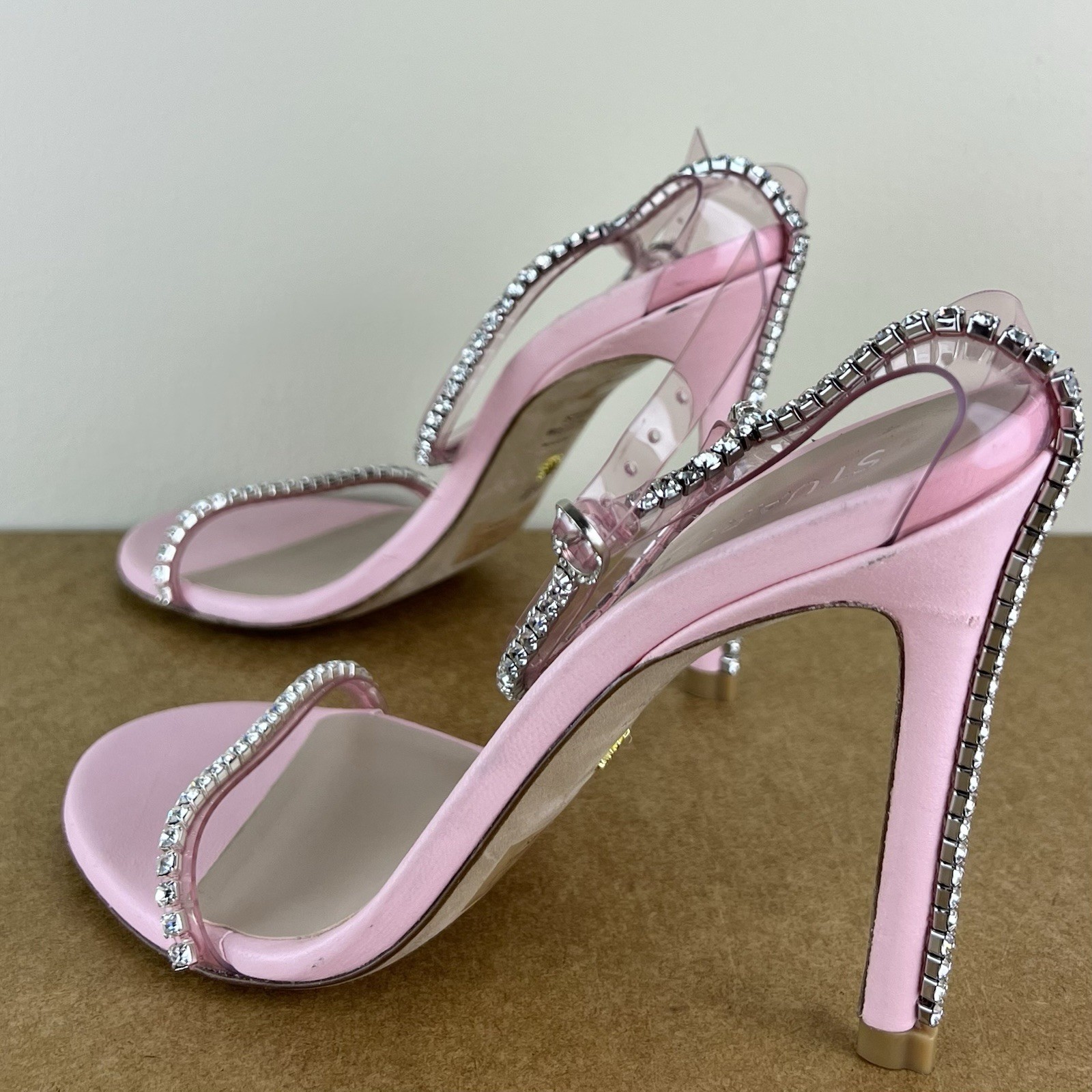 $595 NEW STUART WEITZMAN PINK CRYSTAL EMBELLISHED HEELS 7.5
