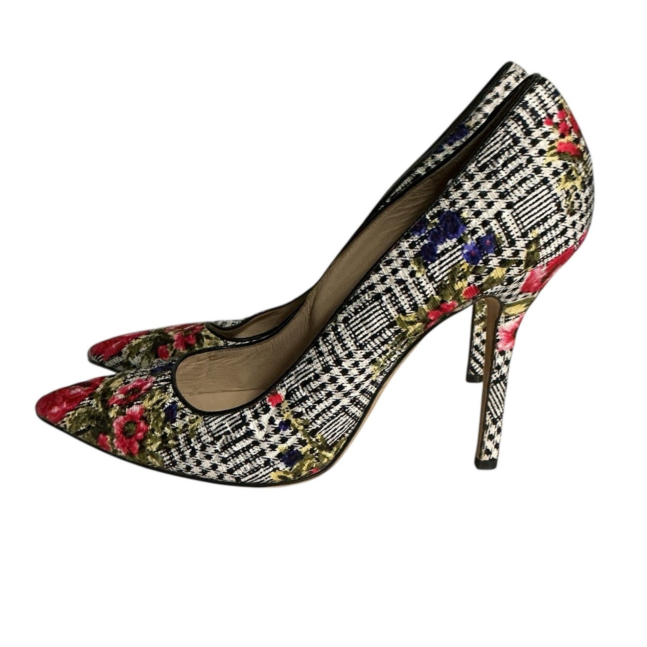Oscar de la Renta Floral Fabric Pointed Toe Pumps Womens IT 40 Made Italy