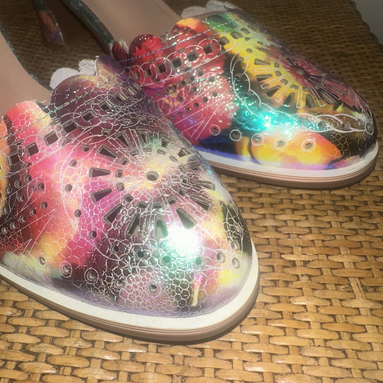 Spring Step LArtiste Visionary Paisley Leather Floral Cutout Mary Jane Heels 41
