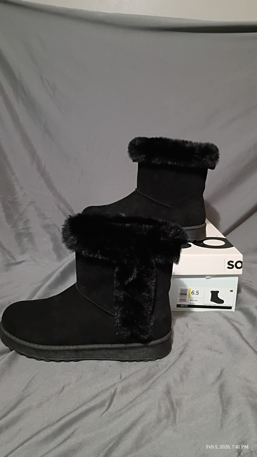 So Goods For Life Paulina Black Furry Boots – Womens 6.5M