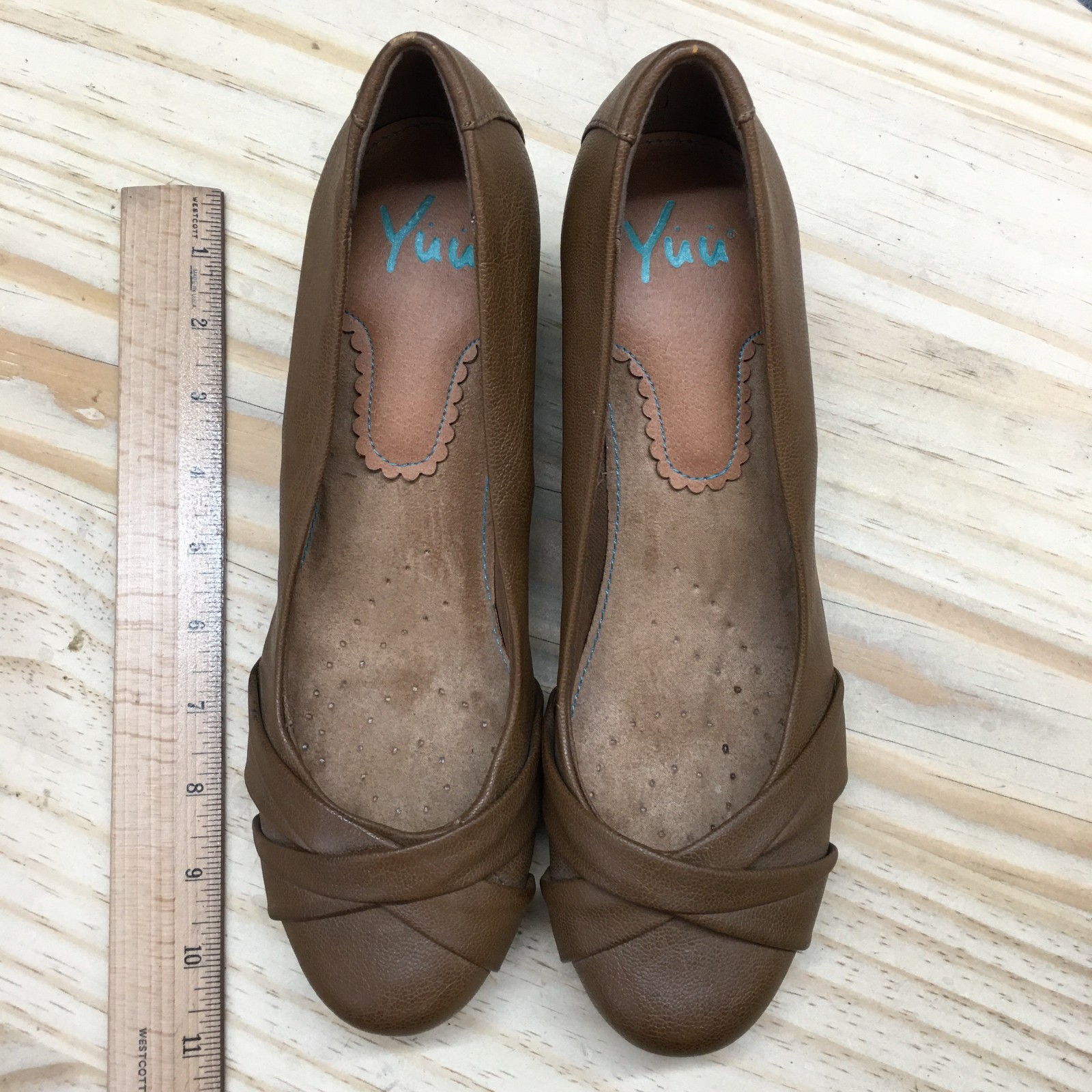 Yuu Shoes Womens 9.5 M Bryann Pump Brown Faux Leather Casual Comfort Wedge Heels