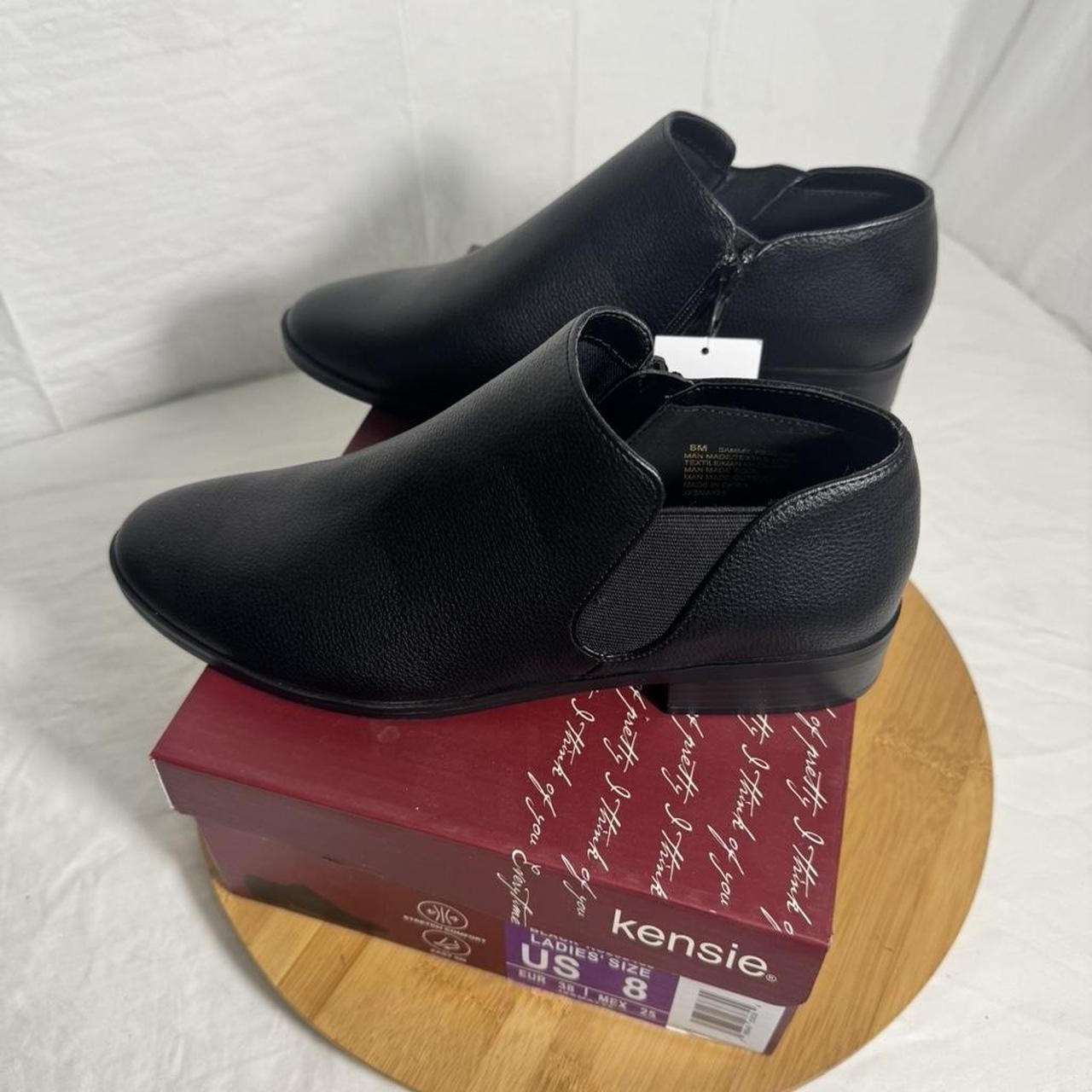 Kensie Sammy Women’s Size 8 Black Ankle Booties Stretch Comfort Zip NEW
