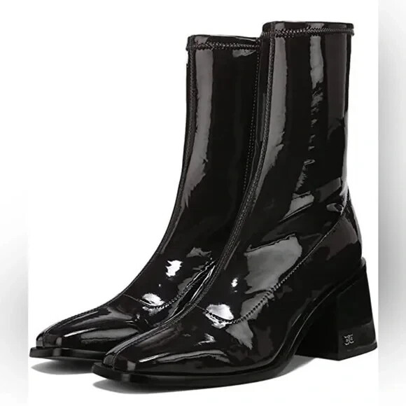 Sam Edelman Shoes Wells Stacked Block Heel Squared Toe Ankle Boot Size 7.5M New