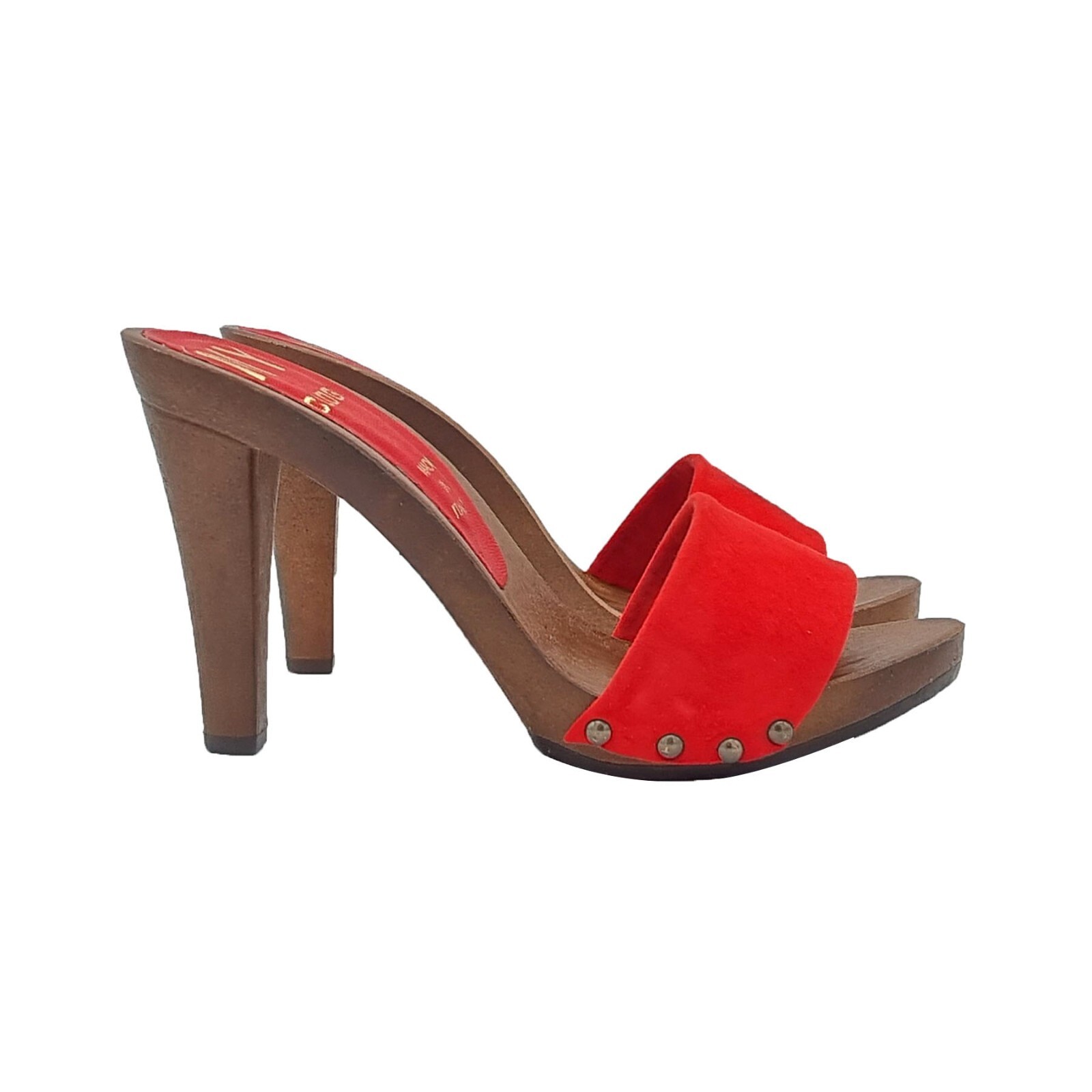 Mules With Red Suede Strap 11 CM Heel – From Size 35 To 42 – MY580 CAM ROSSO