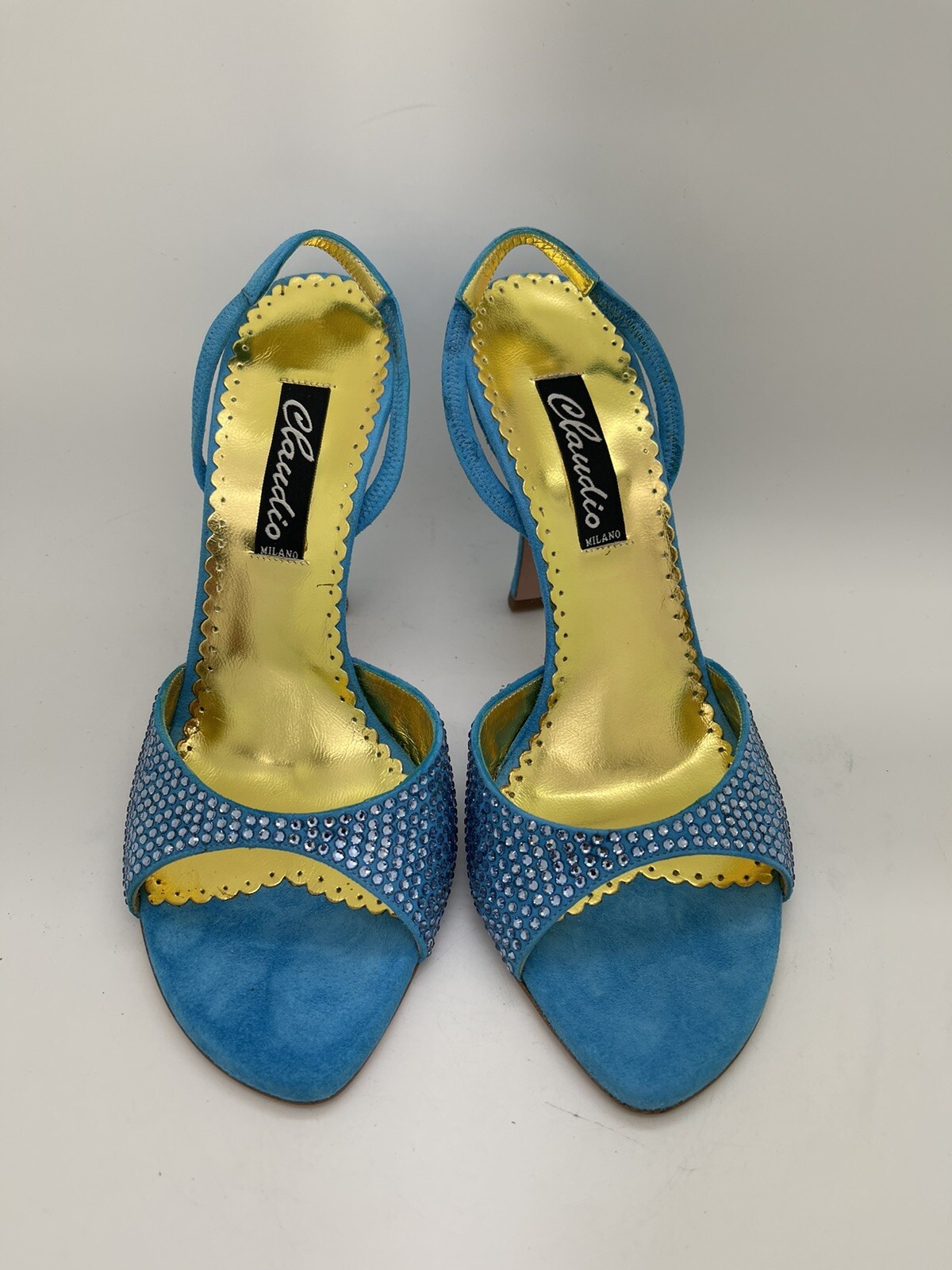 Francesco Sacco Womens Blue Shoes Suede Crystal Size 37 Italy Retail $420