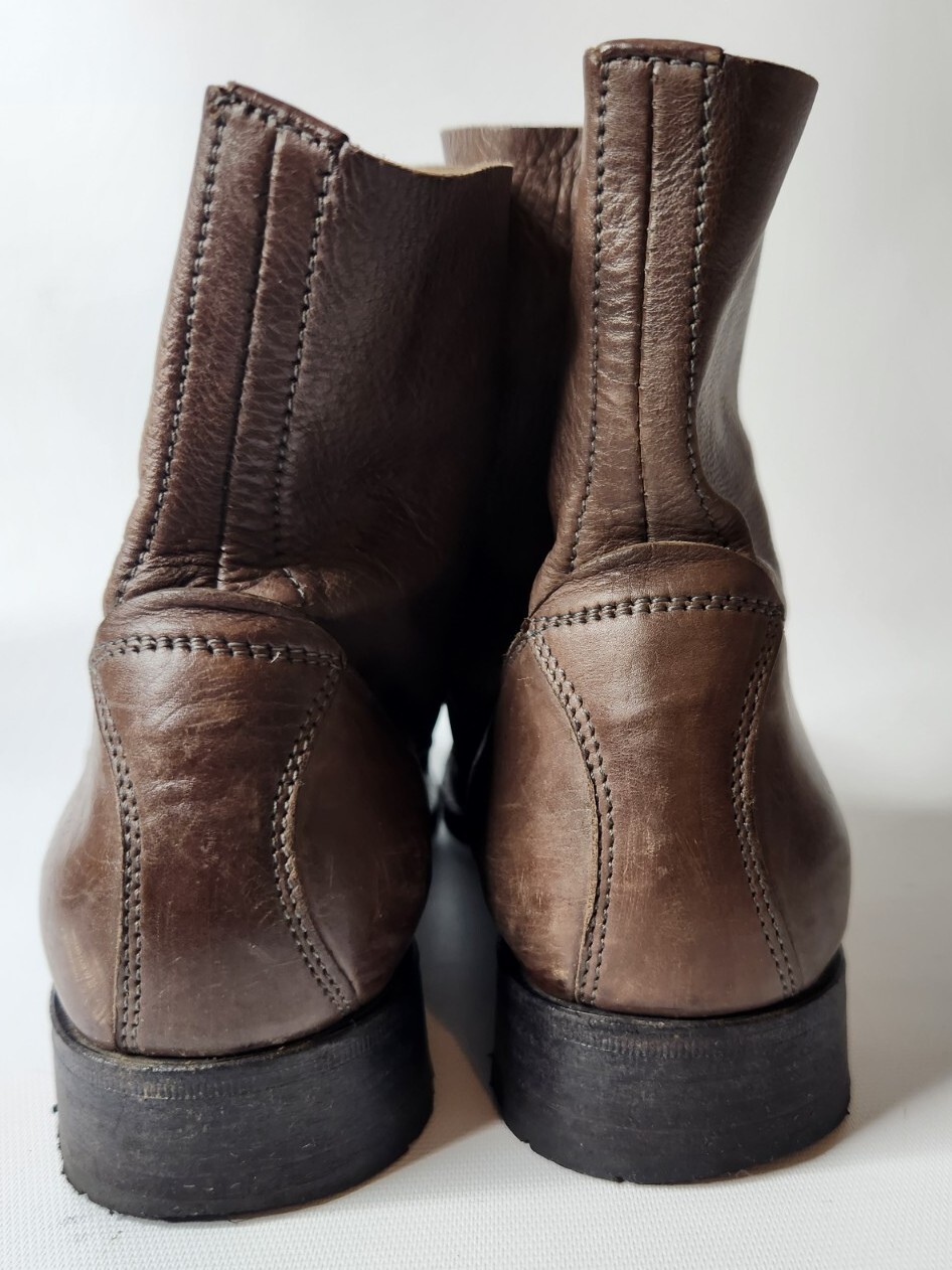 N.D.C. Made Hand Sunday Slip On Taupe Gray Leather Pull On Ankle Boots! 37.5/7.5