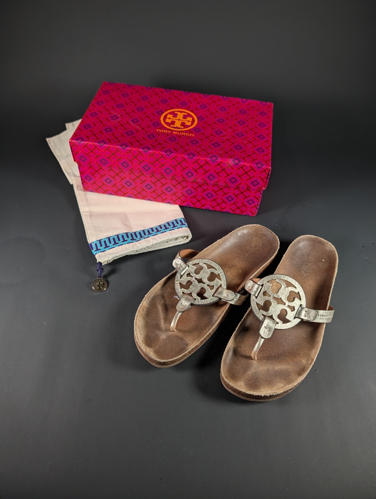 Tory Burch Miller Cloud Metallic Goat Leather Cork 9.5