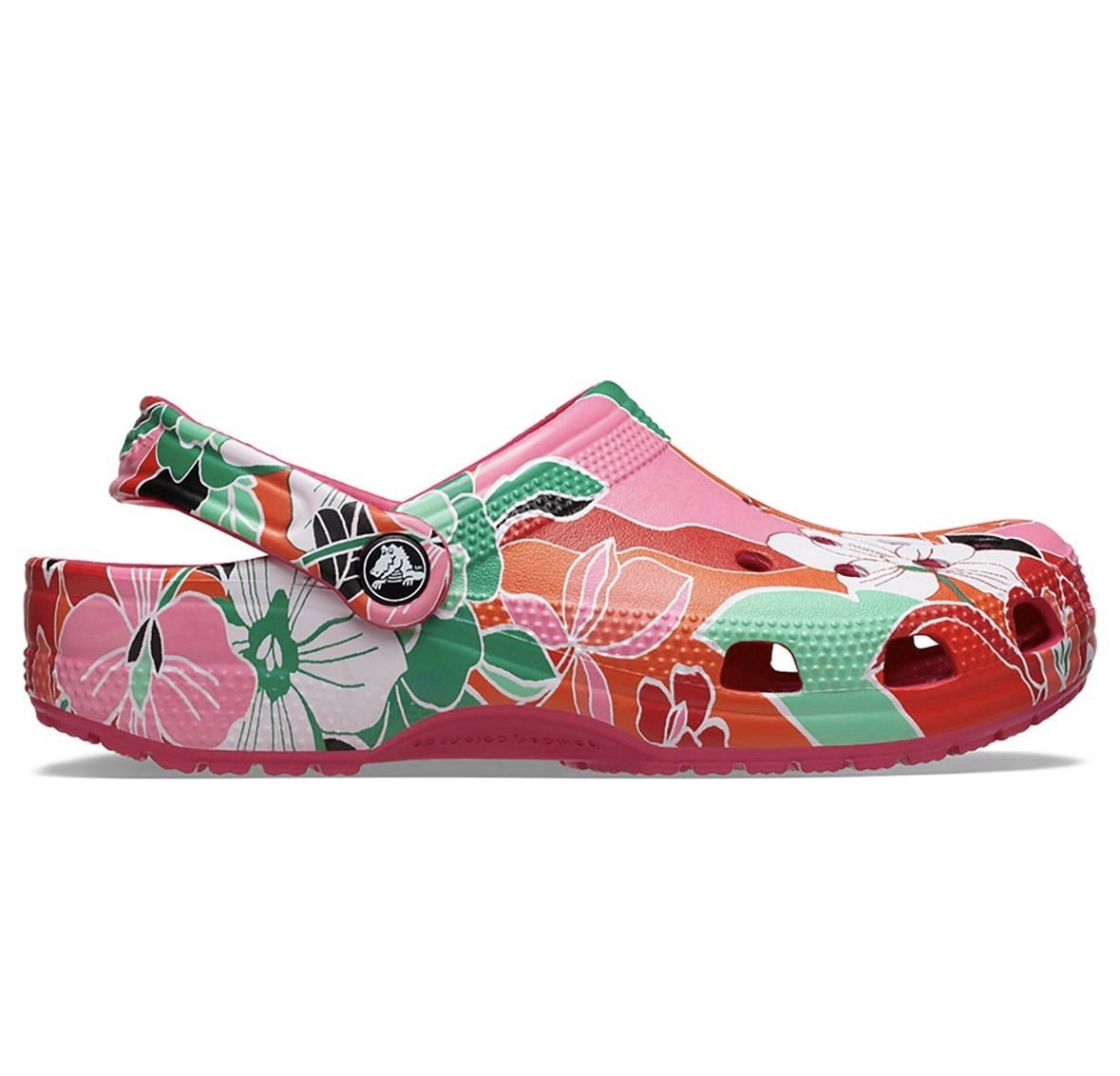 Crocs Classic Woodcut Floral Women’s Clog Dragon Fruit Flower Print Size 6 New