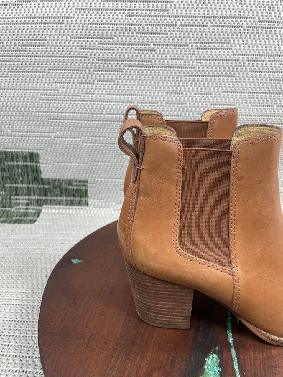 Madewell Chelsea Boot Women Size 6.5 The Regan English Saddle Leather Block Heel