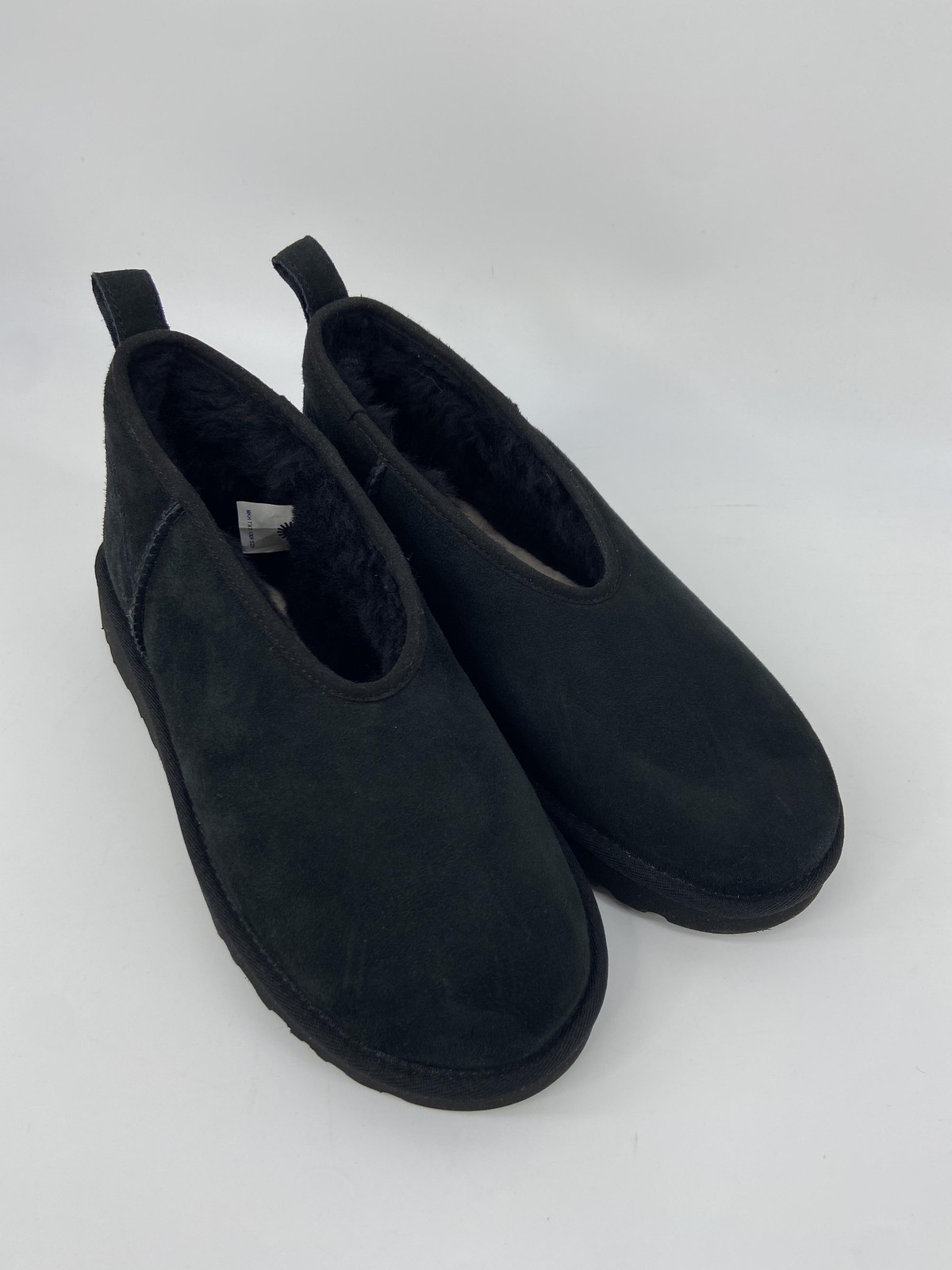 UGG Boots Womens 9 Black Micro Mini Suede Shearling Cozy Shoes Slipper