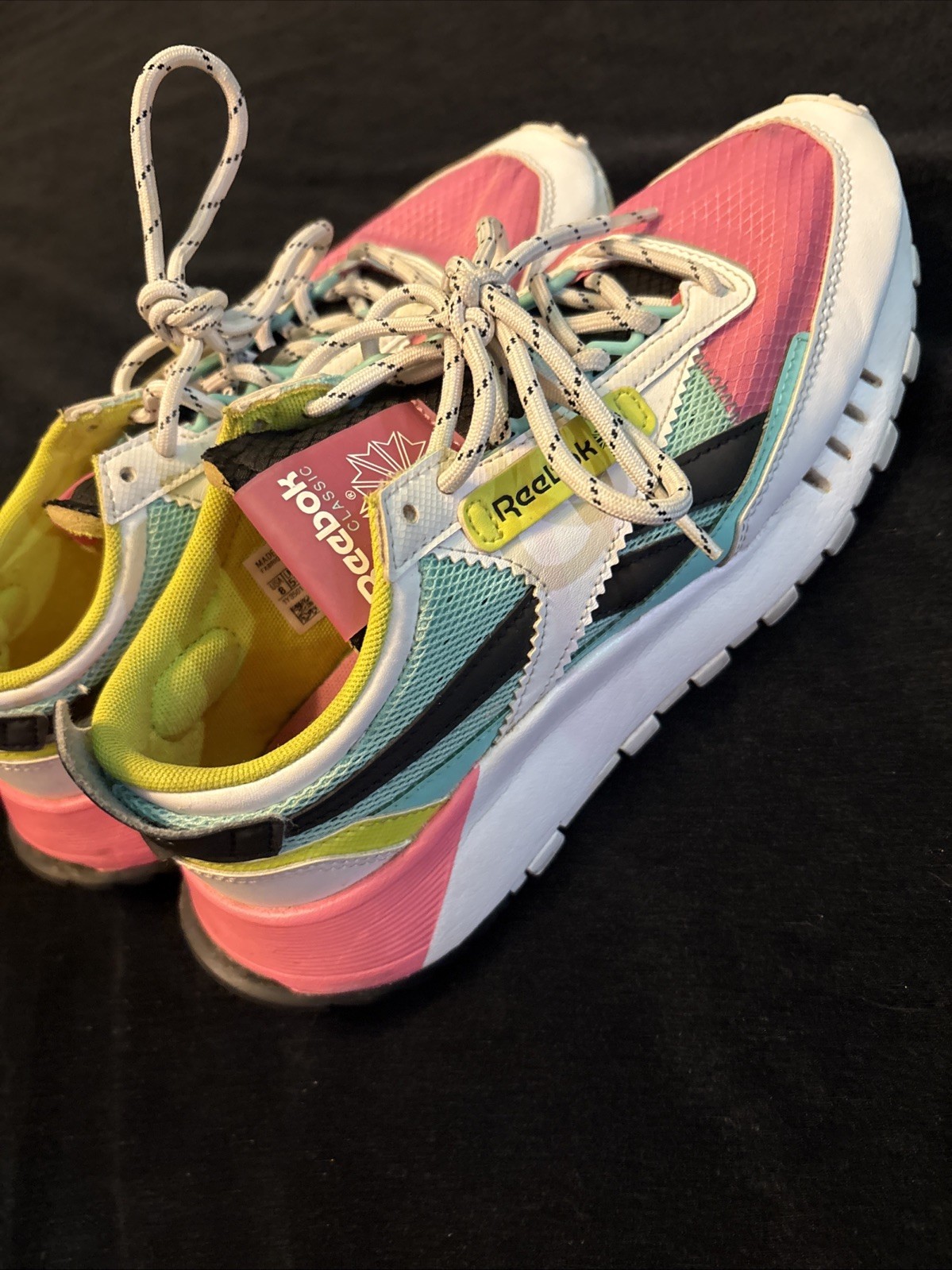 Reebok Legacy Running Shoes White Pink Green Black US Size 8