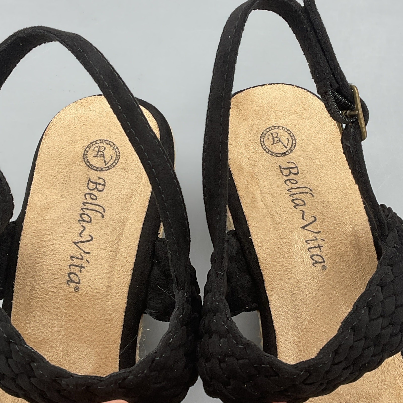 NEW Bella Vita Women’s Mariella Espadrille Wedge Sandals Black Size 9M