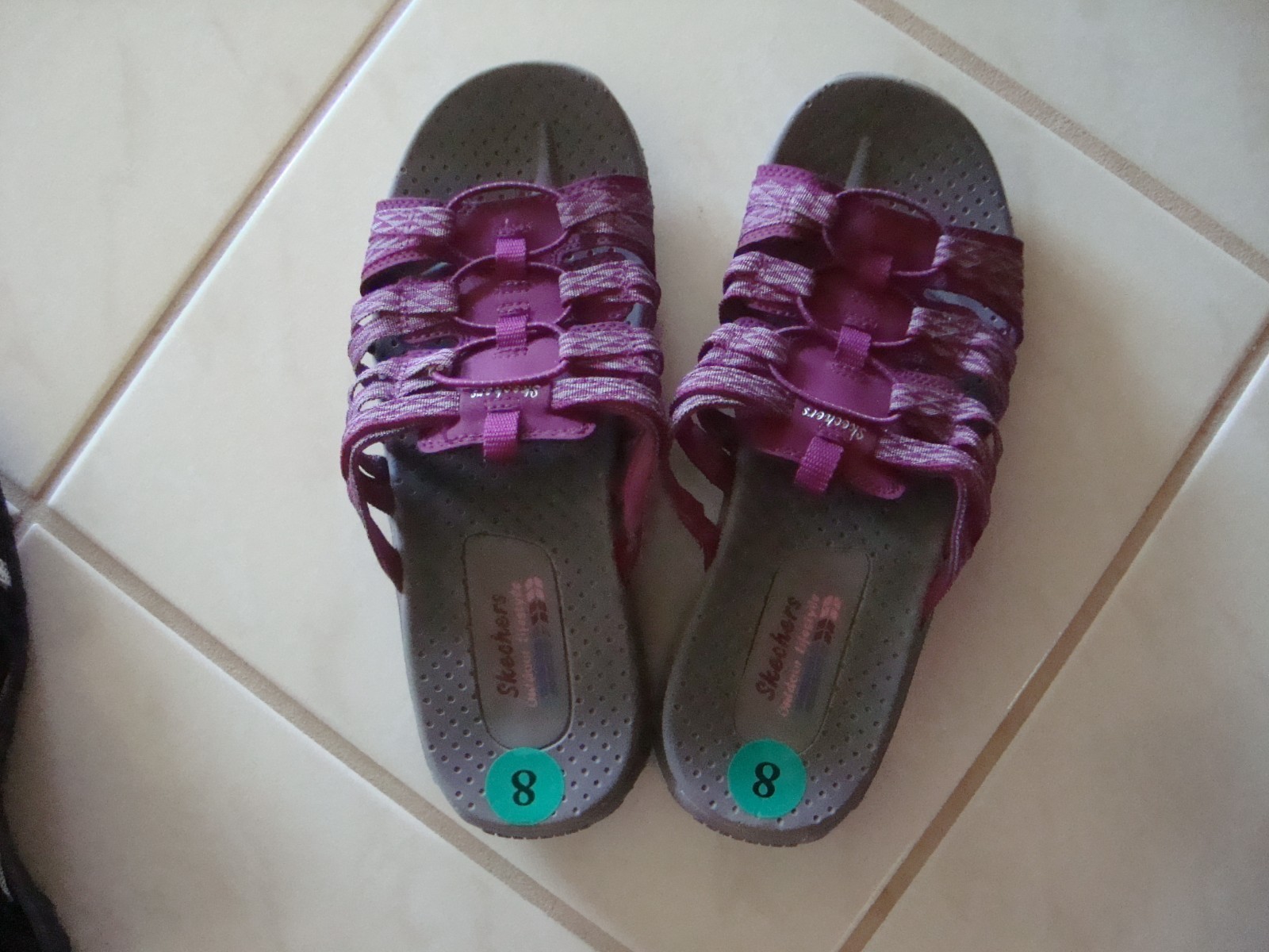 Womens SHOES SANDALS, VIOLET/GRAY – SKECHERS OUTDOOR LIFESTYLE SIZE 8
