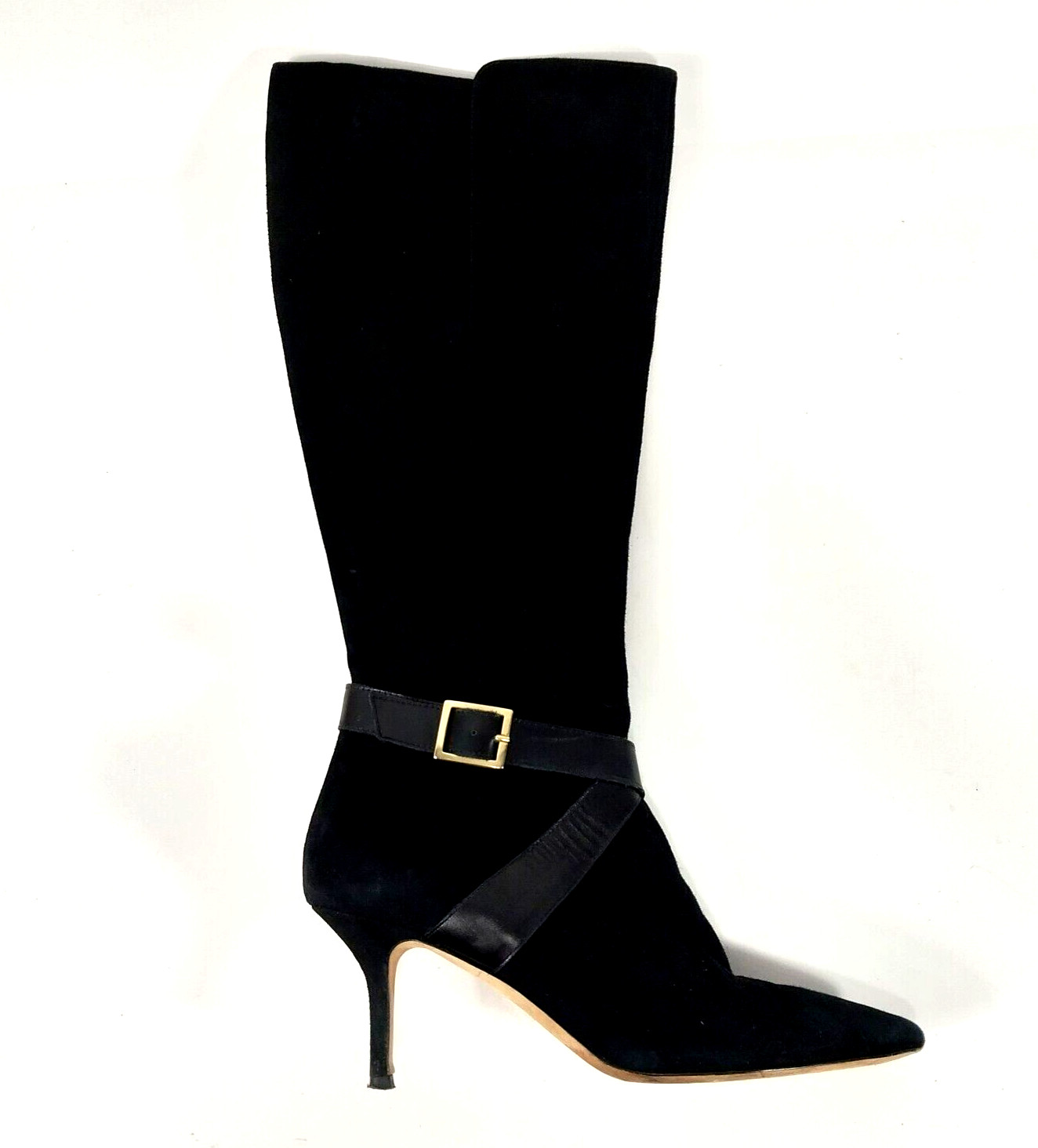 SAKS Fifth Avenue Boots Womens 9.5 Black Suede Medium 3″ Heel Stiletto Designer