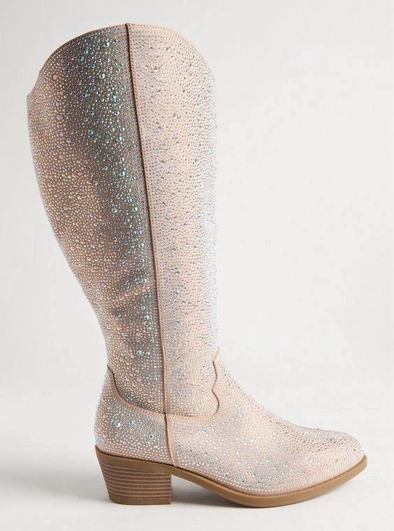 Torrid Embellished Knee High Boot Clear Size 8WW New W/O Box