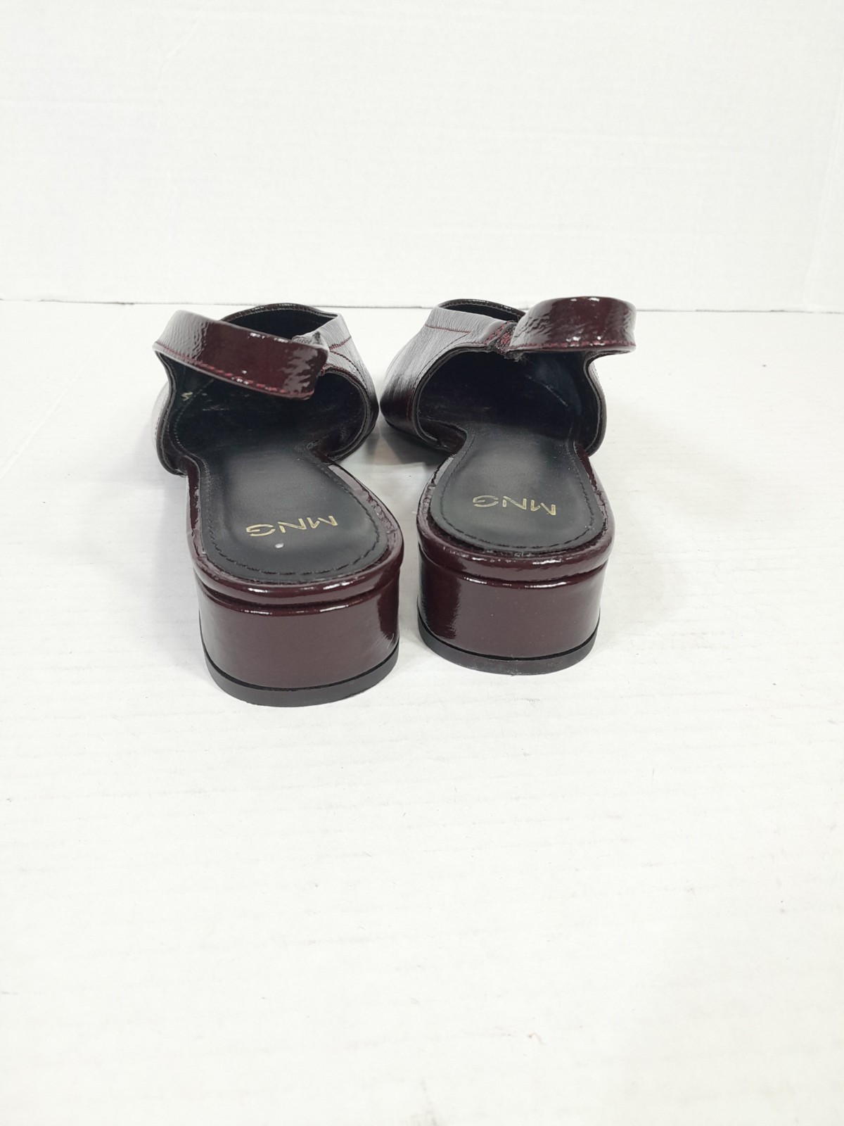 MANGO MNG Kitten BLoCK HEELS SLINGBACK Round Toe SHOES SZ 6.5 37 Burgundy