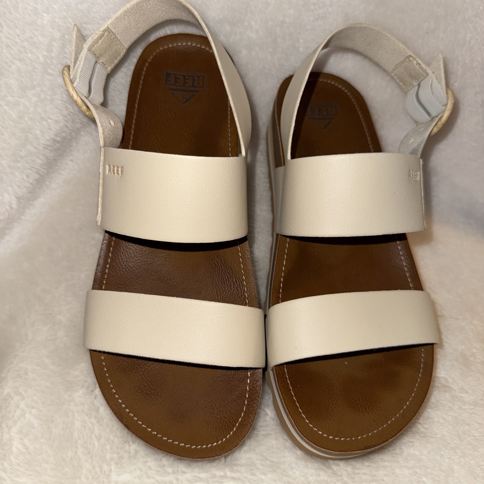 REEF Women’s Vista Hi Buckle Tan Platform Sandal Size 9 M