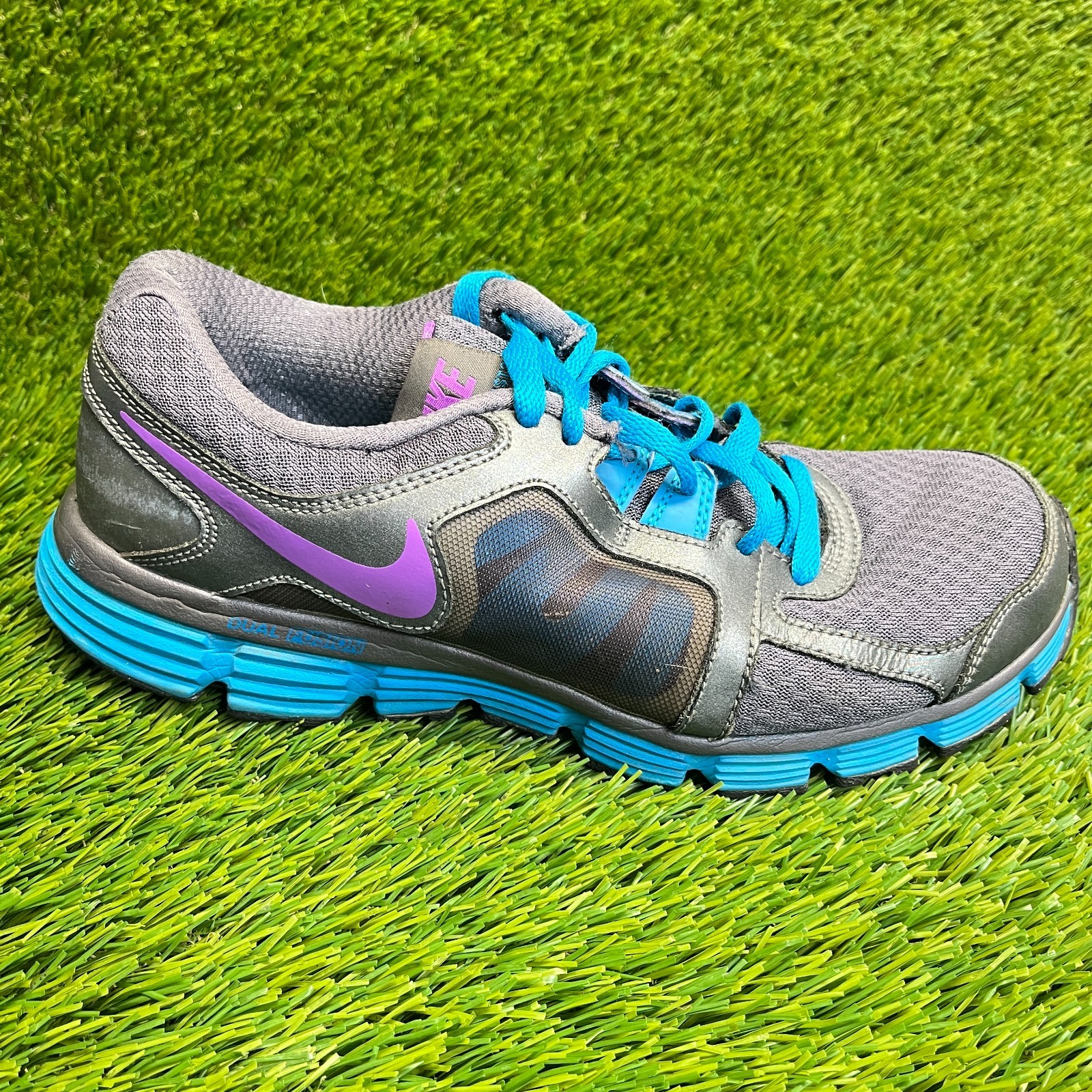 Nike Dual Fusion ST2 Womens Size 9.5 Gray Blue Athletic Running Shoes Sneakers