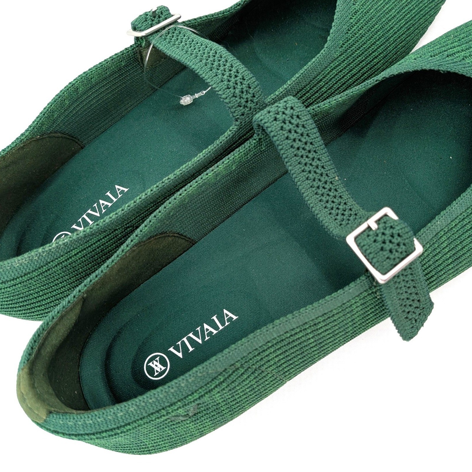 Vivaia Mary Jane Flats Green Knit Sustainable Ballet Shoes Size 41.5