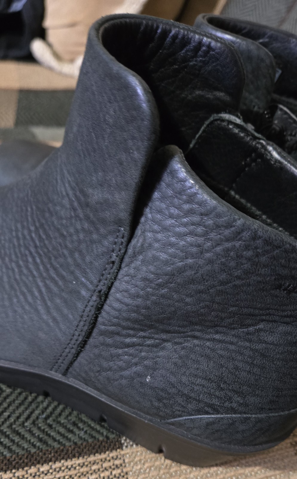 ECCO Women’s Nubuck Wedge Ankle Booties EU 39 US 8 Black Zip UNWORN