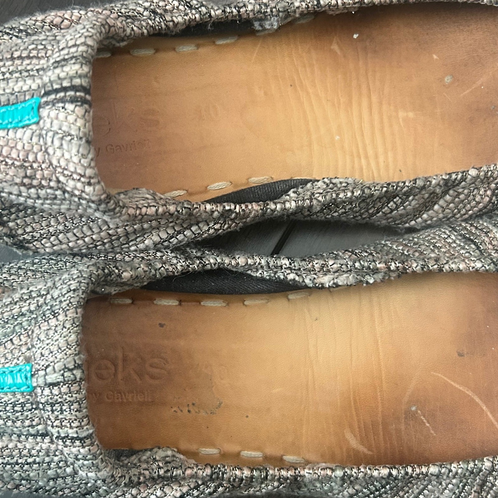 Tieks by Gavrieli Women 10 Mojave Woven Metallic Ballet Flats Brown Gray