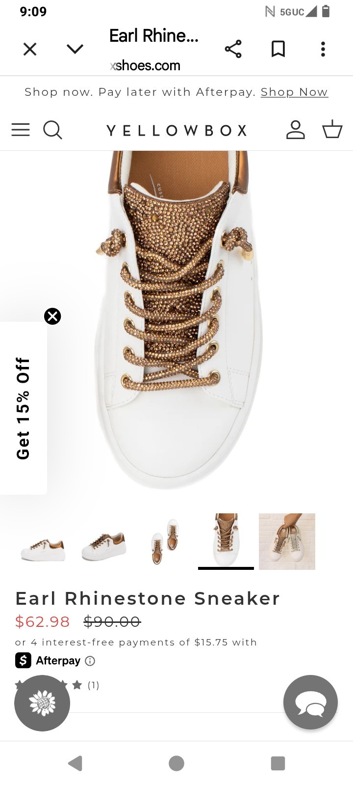 Yellow Box Earl Rhinestone Sneaker Women’s White Low Top Lace Up Casual