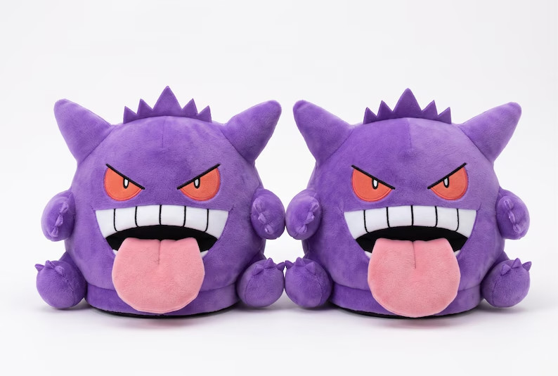 Gengar Plush Slippers – Fuzzy Ghost Pokemon Spooky Cute Indoor slipper