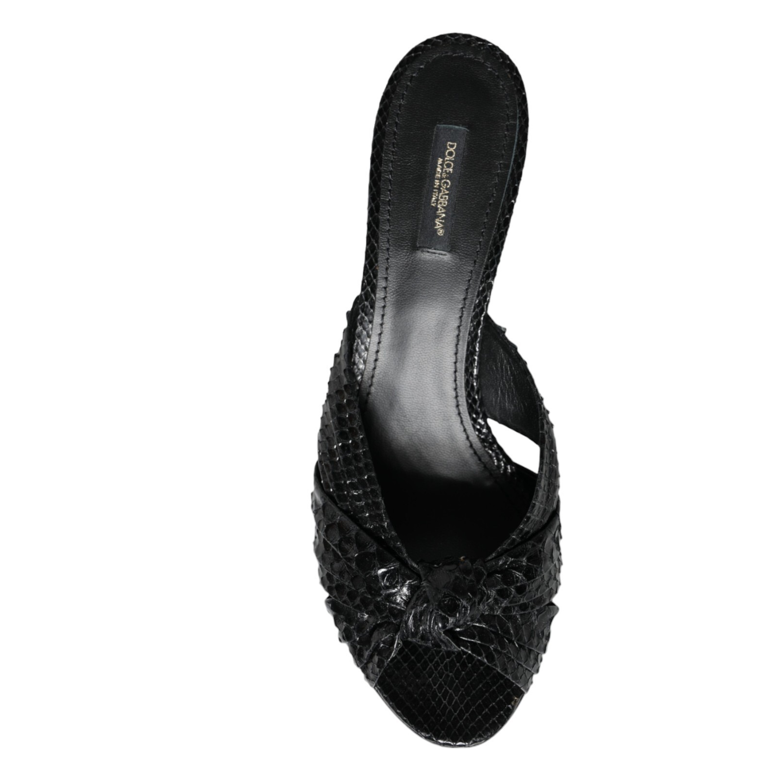 DOLCE & GABBANA Shoes Black Leather Heels Slides Sandals EU38.5 / US8 1200usd