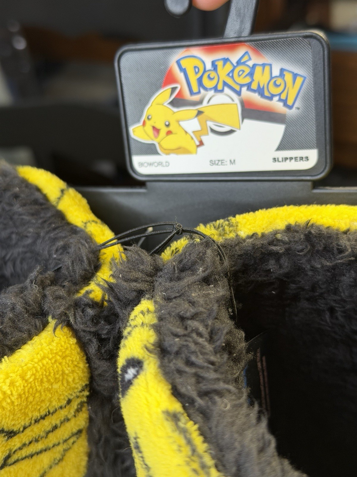Pokemon Pikachu Plush Slipper Boots BioWorld Yellow Black Size M NWT Cozy