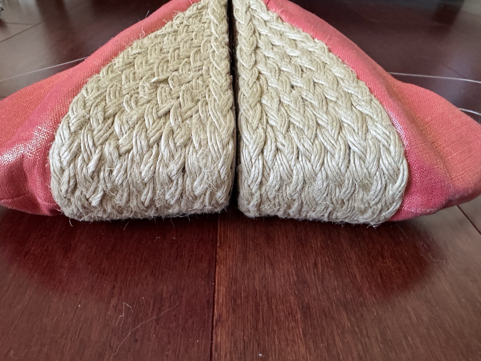 RALPH LAUREN Cecilia Espadrille Wedge Shoes Metallic Coral Pink Size 9
