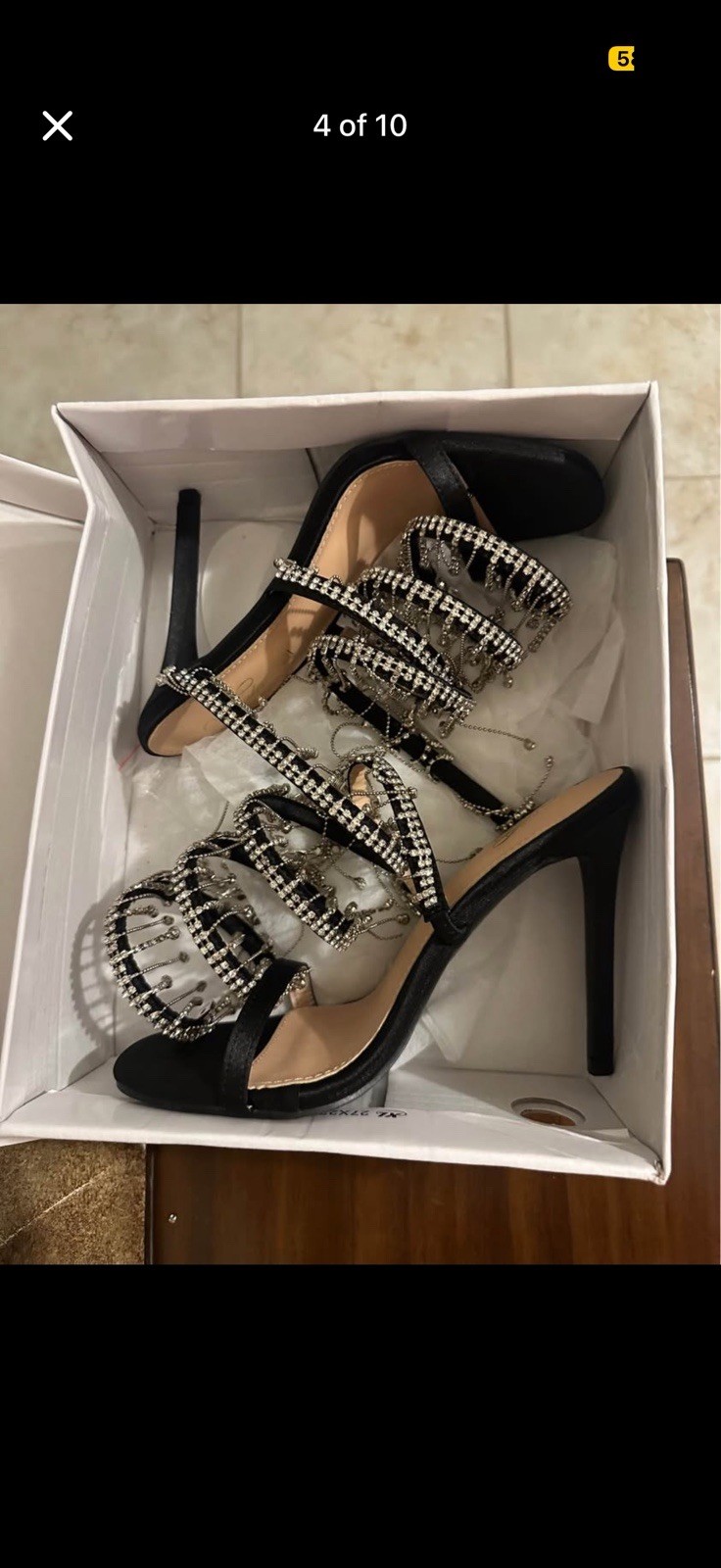 Glamorous Black and Silver Embellished Heels