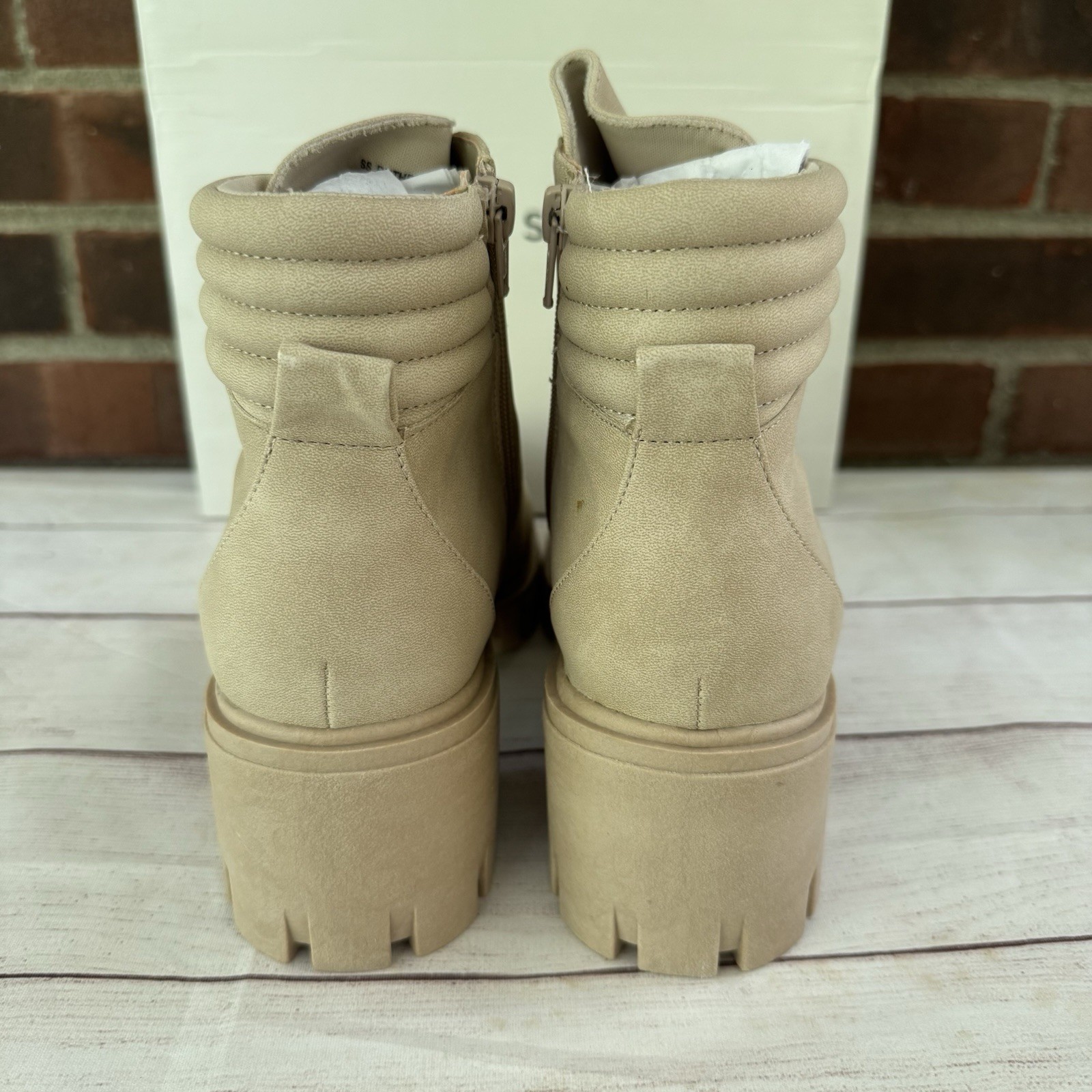 Sun + Stone Ruthee Sand Lace Up Military Combat Ankle Boots Women’s US 10 M NEW