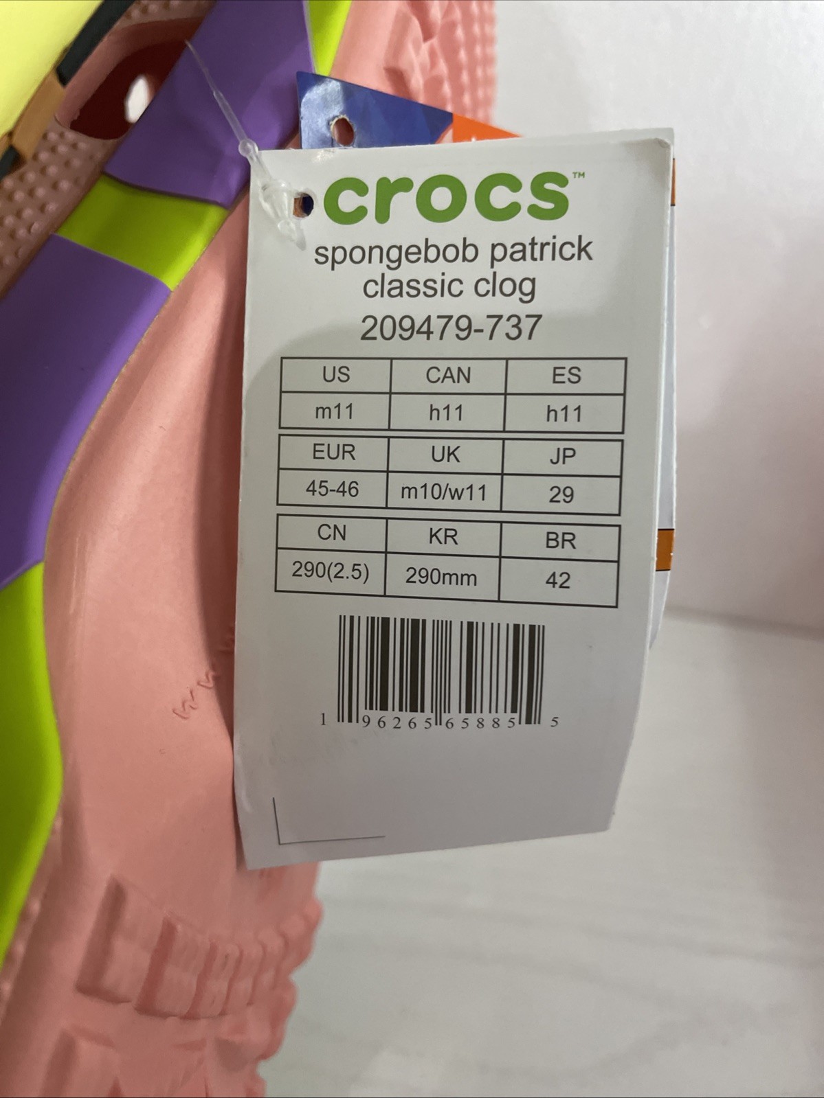 M11 Crocs SpongeBob & Patrick Clogs Shoes Unworn NWOT