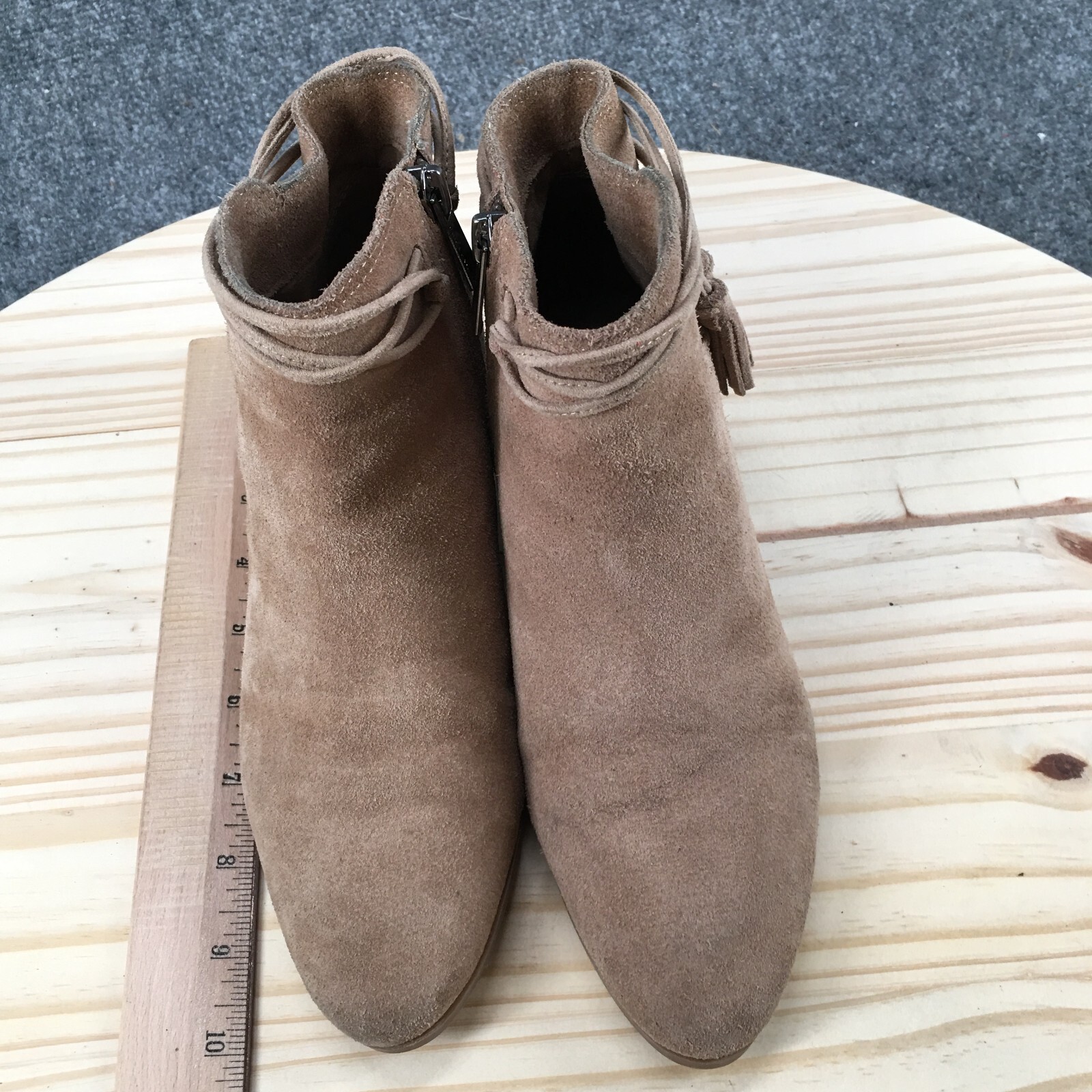 Vince Camuto Boots Womens 6 M Carlina Tassel Side Zip Ankle Bootie Brown Suede