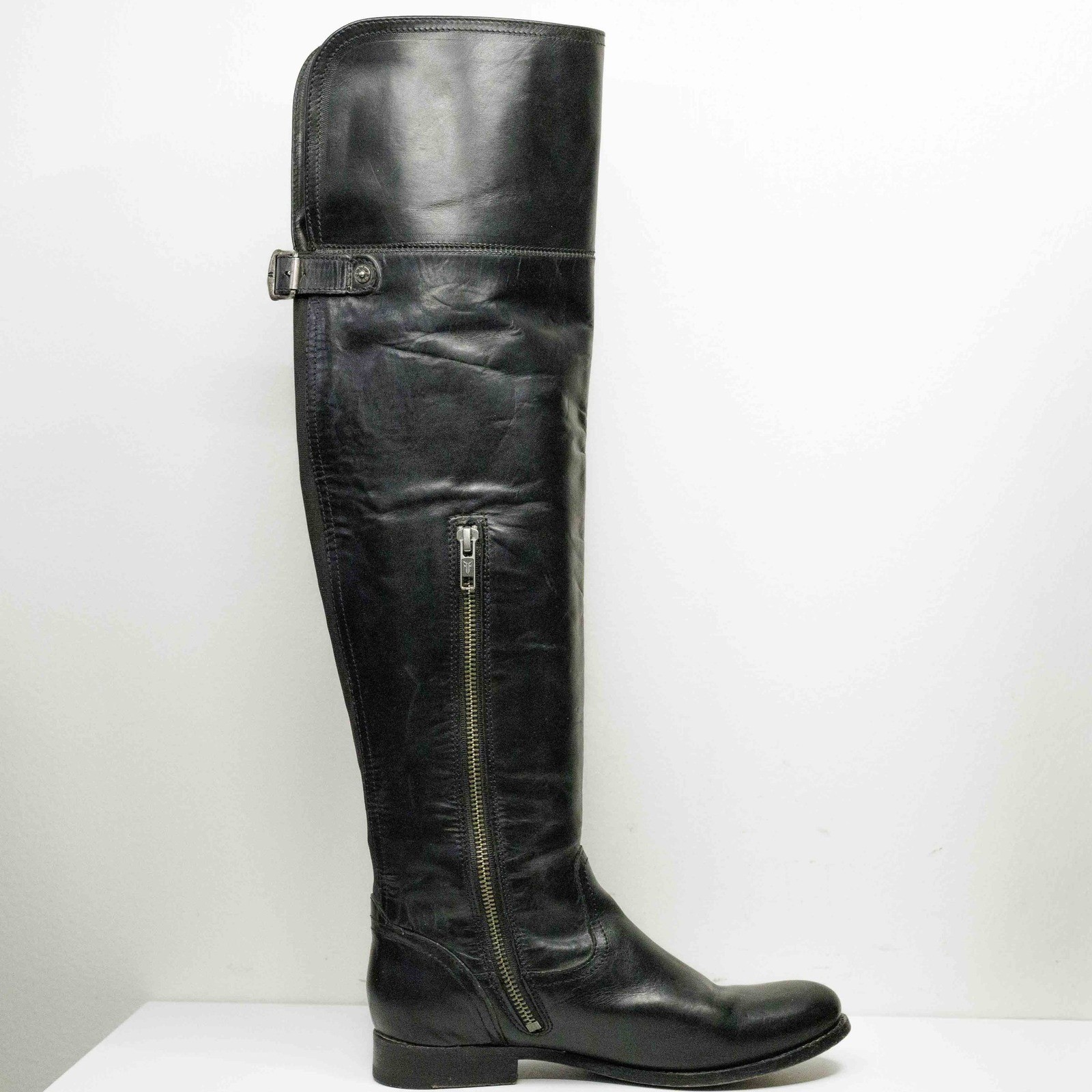 FRYE Melissa Over The Knee Leather Riding Boots Preppy Heritage Black Sz 6